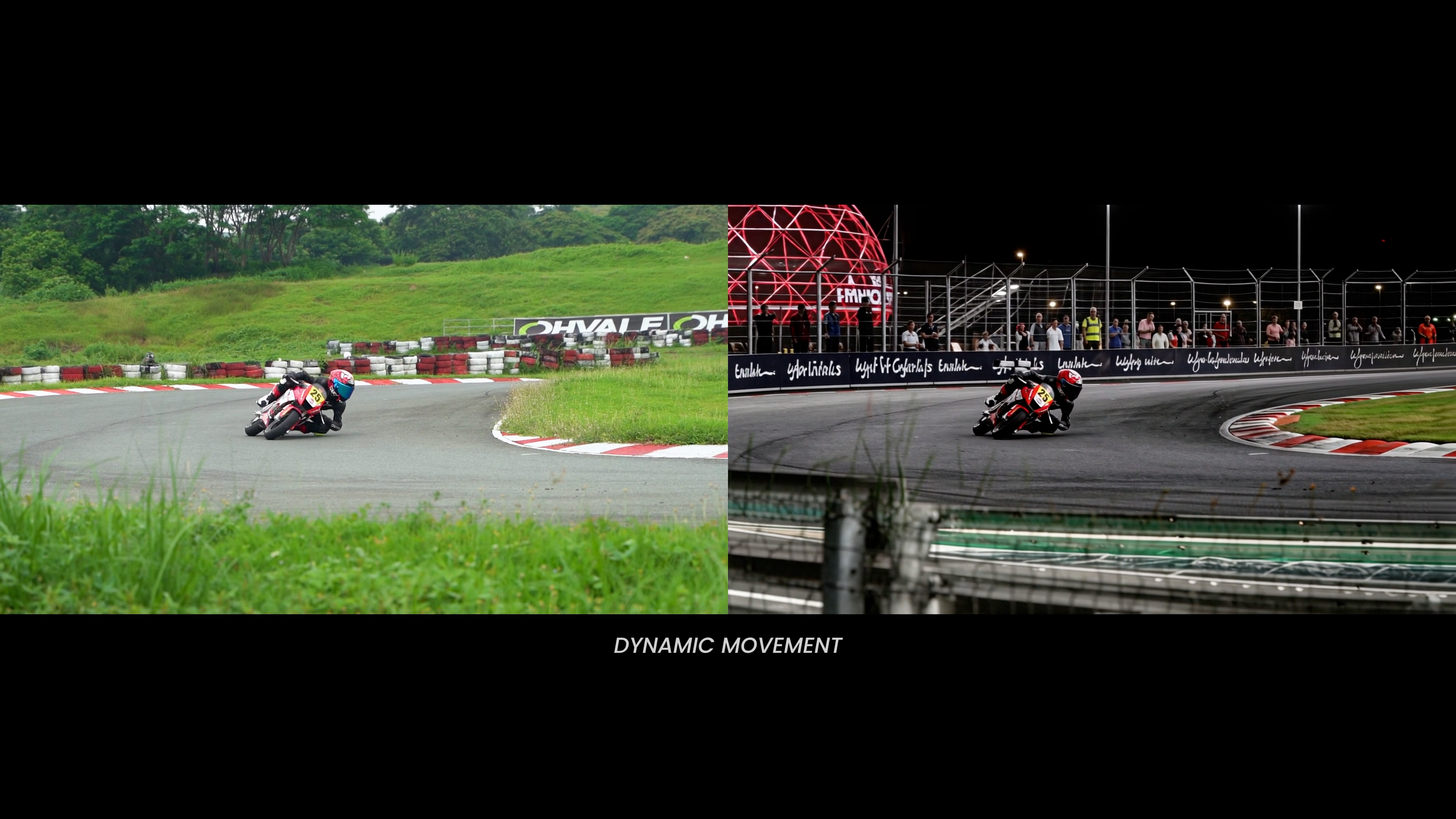 A Beeble comparison still demonstrates SwitchX 2.0 processing a fast-moving motorsports shot.