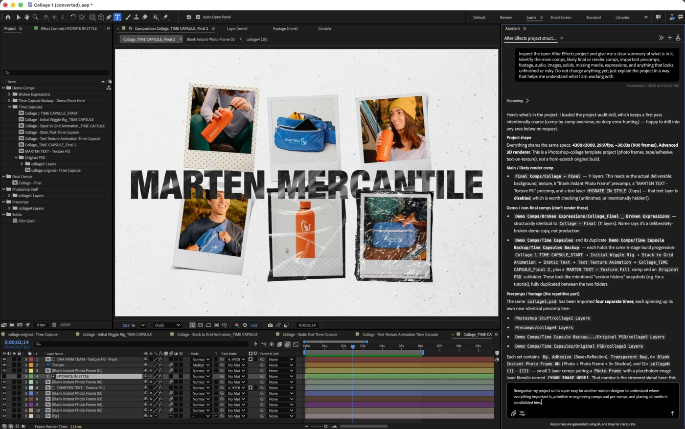 After Effects AI Assistant panel