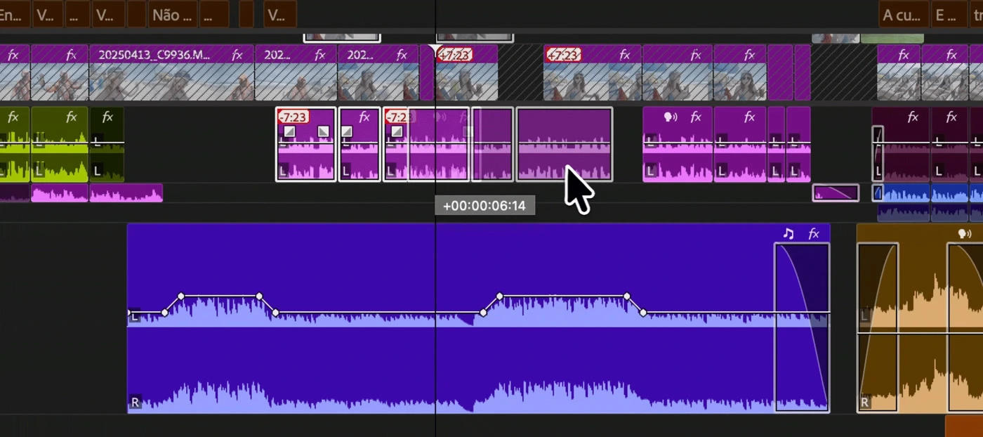 Separate audio tracks on a Premiere timeline