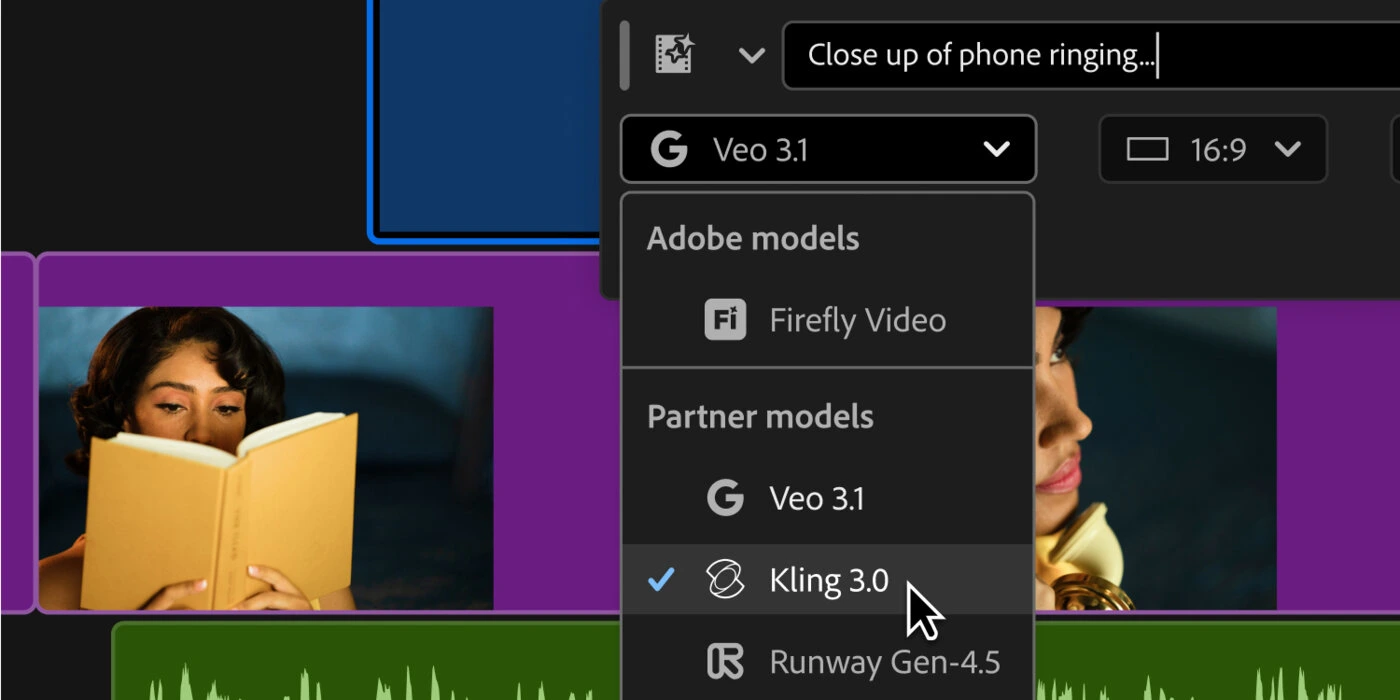 Adobe generative panel model picker